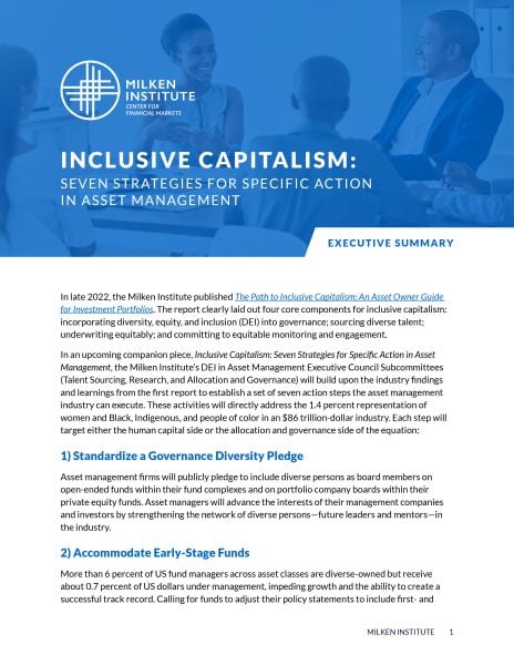 Inclusive Capitalism: Seven Strategies for Specific Action in Asset Management