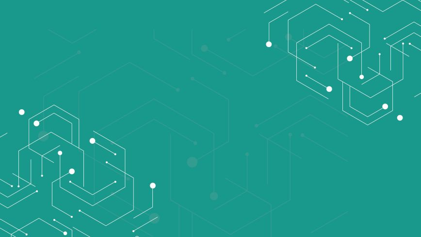 White geometric shapes on a green background