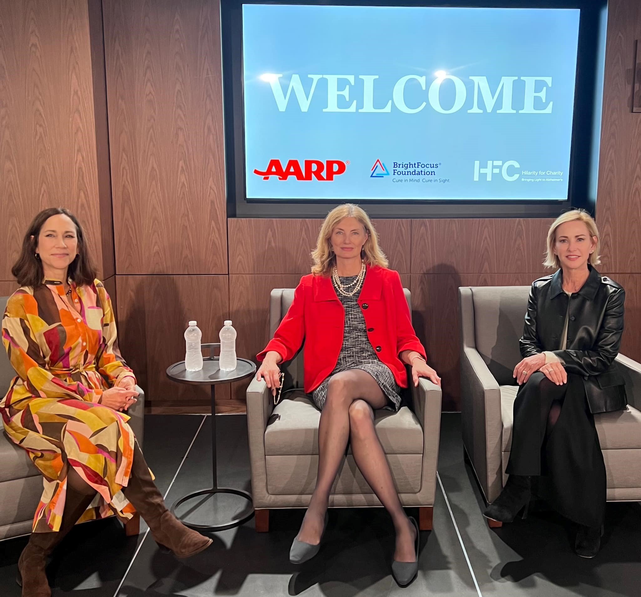 Organizers included Alliance to Improve Dementia Steering Committee members Bonnie Wattles, Hilarity for Charity; Sarah Lenz Lock, AARP; and Nancy Lynn, BrightFocus Foundation