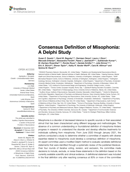 Consensus Definition of Misophonia A Delphi Study