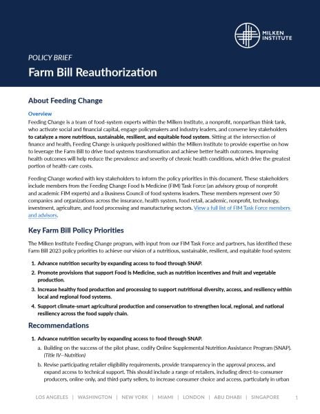 cover image for farm bill policy brief
