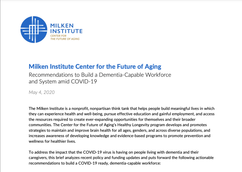Recommendations to Build a Dementia-Capable Workforce and System amid COVID-19