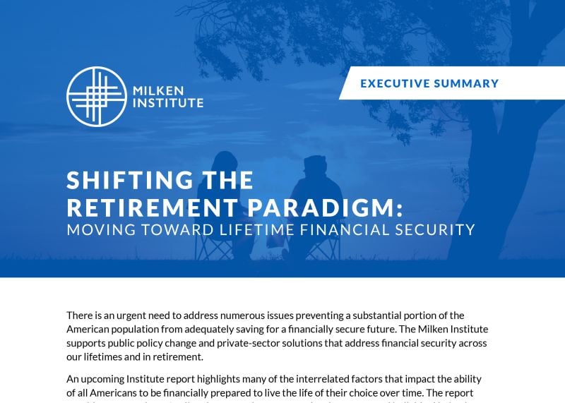 Shifting the Retirement Paradigm: Moving toward Lifetime Financial Security 