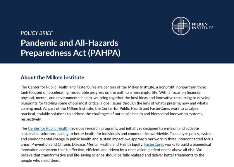 Pandemic and All-Hazards Preparedness Act (PAHPA) Policy Brief