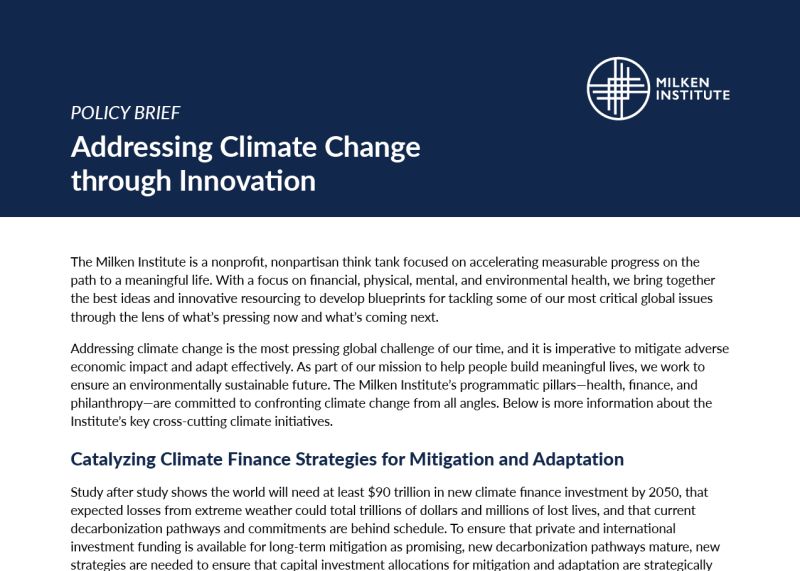Addressing Climate Change through Innovation