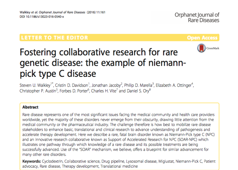 Fostering Collaborative Research For Rare Genetic Disease: The Example of Niemann-Pick Type C Disease